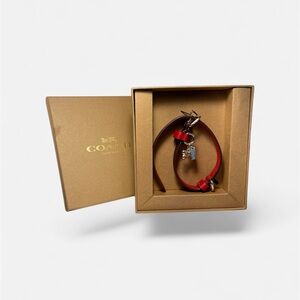 Coach Dog Collar Small - Signature C Brown Red Leather NWT  ***